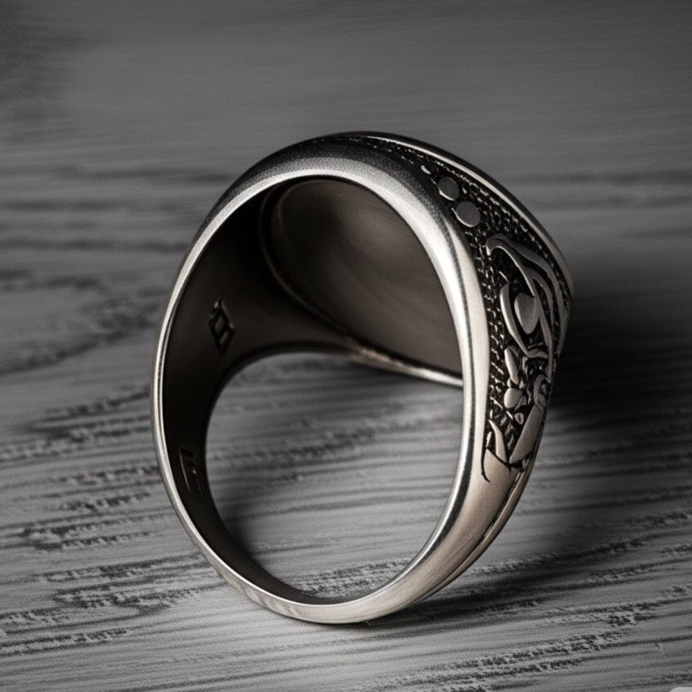 THE MEN THING Rings Royal Series - TEMPLE OF SHADOWS RING - Pure Stainless Steel Men’s Steel-Plated Black Ring – Statement Luxury Jewelry (Size : 17-19-21)
