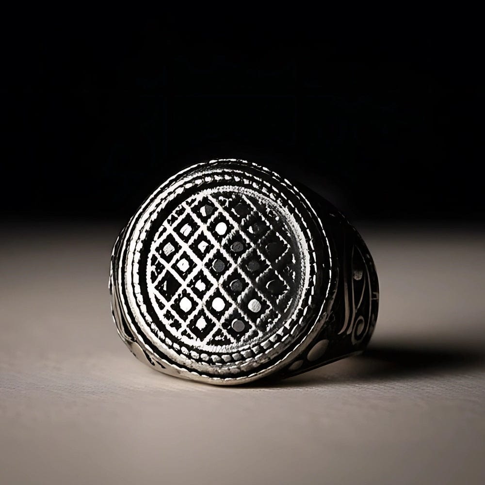 THE MEN THING Rings Royal Series - TEMPLE OF SHADOWS RING - Pure Stainless Steel Men’s Steel-Plated Black Ring – Statement Luxury Jewelry (Size : 17-19-21)