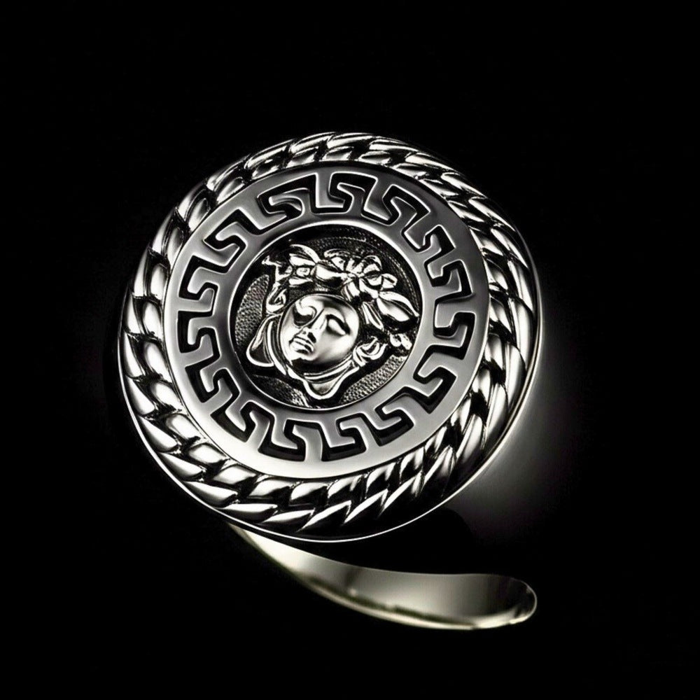 THE MEN THING Rings Royal Series - TITAN MAZE RING - Pure Stainless Steel Men’s Steel-Plated Ring – Statement Luxury Jewelry (Size : 19-22-24)