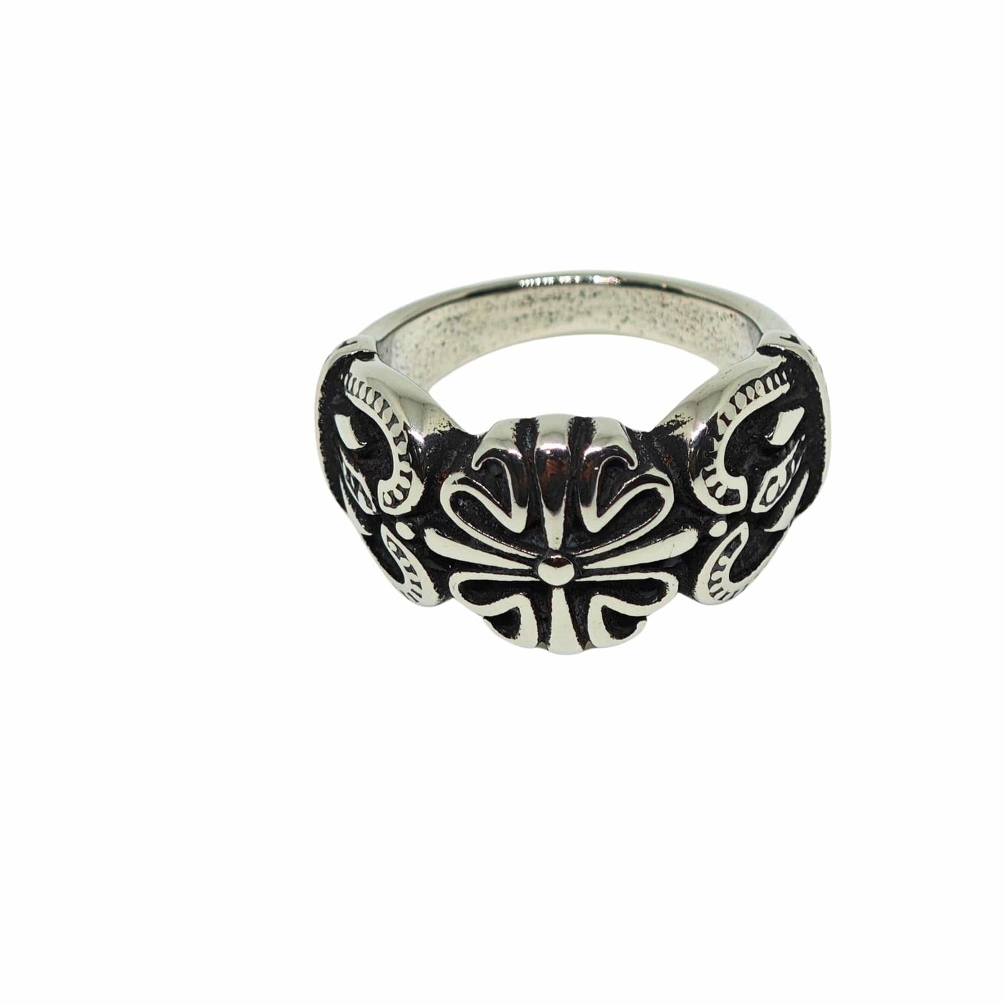 THE MEN THING Rings Royal Series - TRIBAL CROSS EMBLEM RING - Pure Stainless Steel Men’s Steel-Plated Ring – Statement Luxury Jewelry (Size :15-16-18-21-24-25-27-30-31)