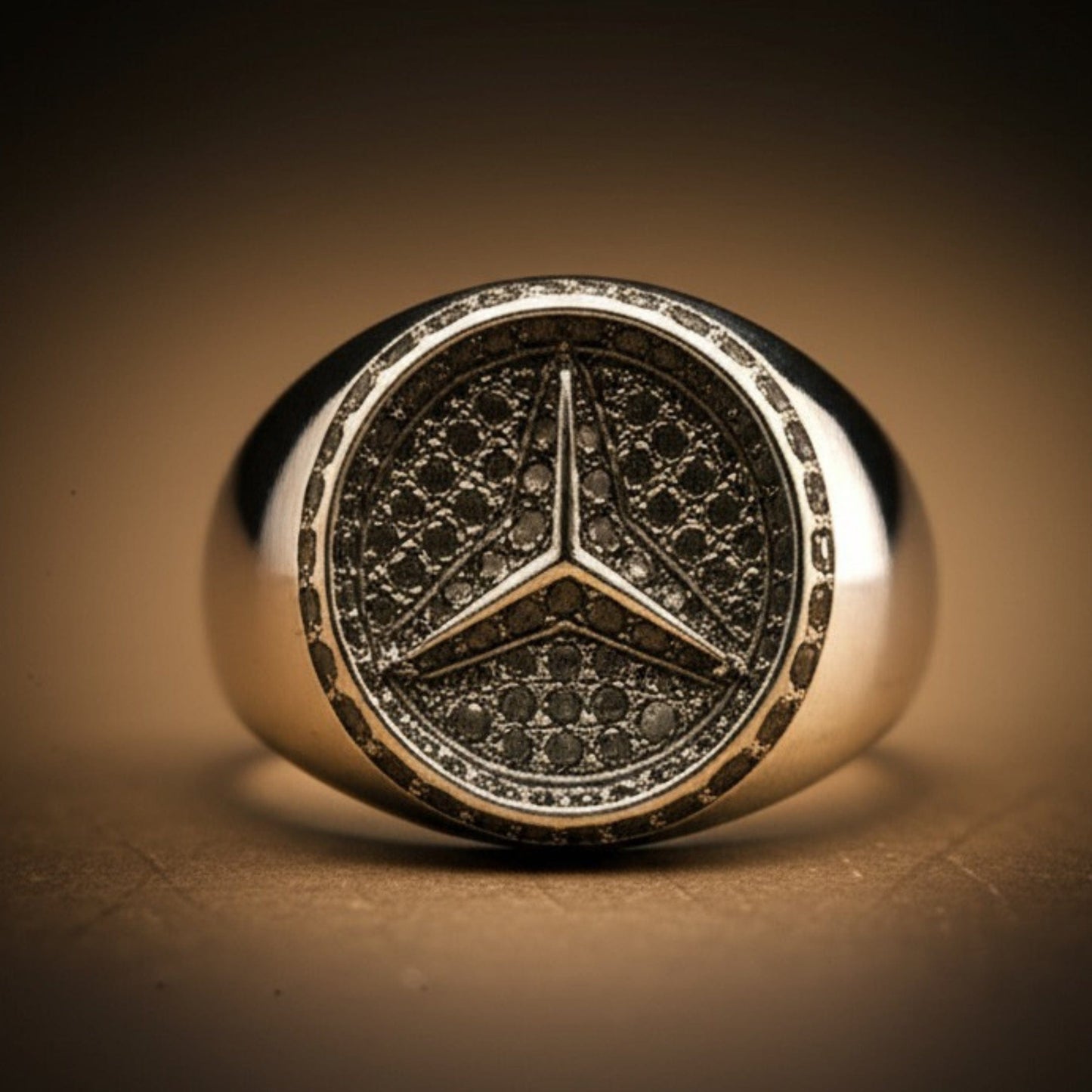 THE MEN THING Rings Royal Series - TRISTAR SHINING RING - Pure Stainless Steel Men’s Steel-Plated Ring – Statement Luxury Jewelry (Size : 19-22-24)
