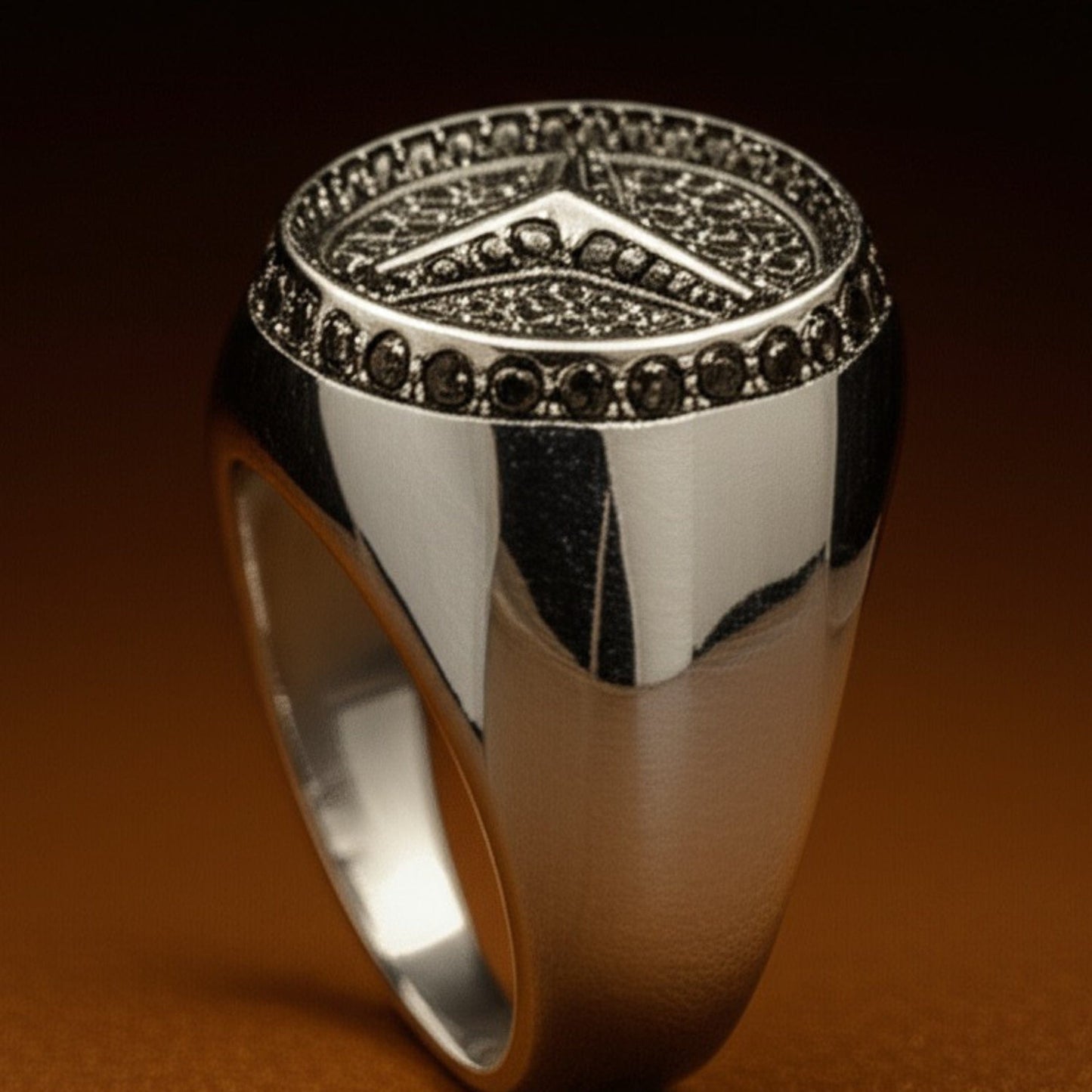 THE MEN THING Rings Royal Series - TRISTAR SHINING RING - Pure Stainless Steel Men’s Steel-Plated Ring – Statement Luxury Jewelry (Size : 19-22-24)