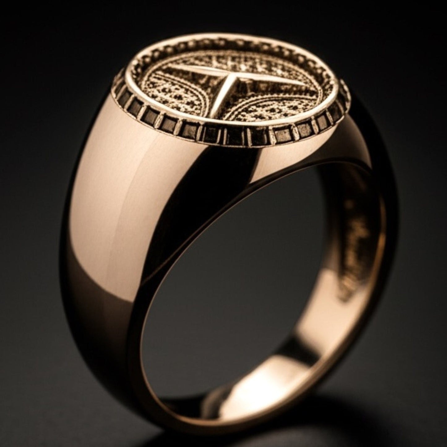 THE MEN THING Rings Royal Series - TRISTAR SHINING RING - Pure Stainless Steel Men’s Steel-Plated Ring – Statement Luxury Jewelry (Size : 19-22-24)