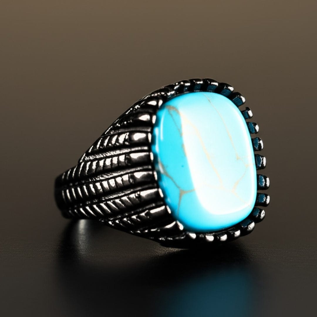 THE MEN THING Rings Royal Series - VOLCANIC SKY RING - Pure Stainless Steel Men’s Black-Plated Ring – Statement Luxury Jewelry (Size : 19-22-24-27)