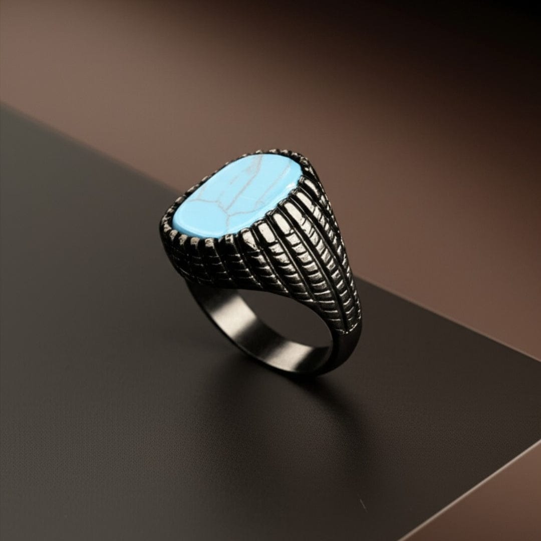 THE MEN THING Rings Royal Series - VOLCANIC SKY RING - Pure Stainless Steel Men’s Black-Plated Ring – Statement Luxury Jewelry (Size : 19-22-24-27)