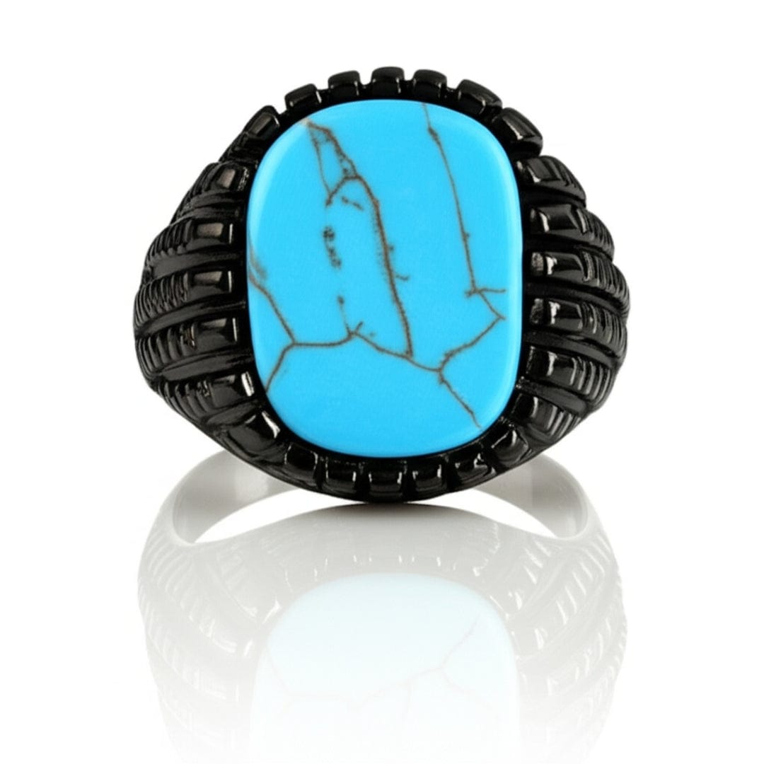THE MEN THING Rings Royal Series - VOLCANIC SKY RING - Pure Stainless Steel Men’s Black-Plated Ring – Statement Luxury Jewelry (Size : 19-22-24-27)