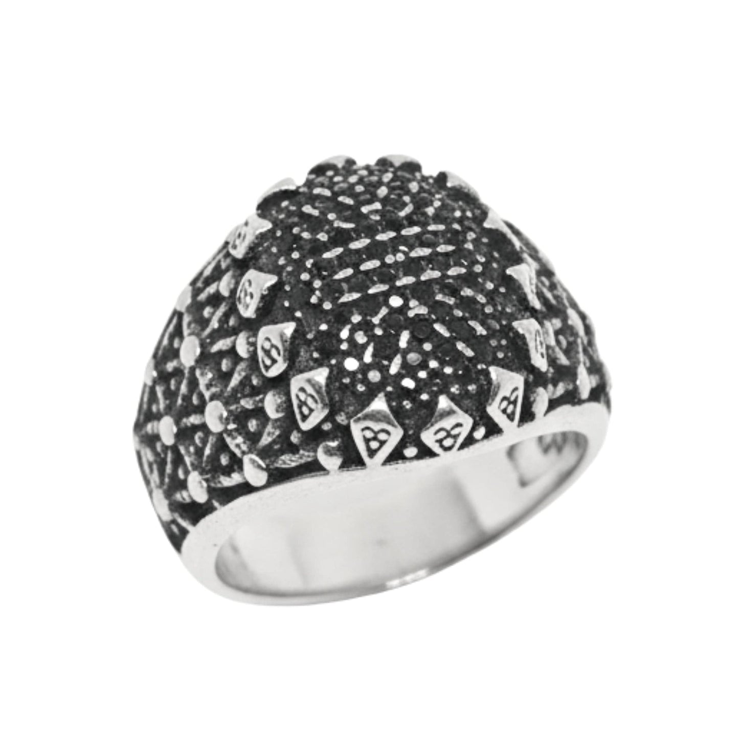 THE MEN THING Rings Royal Series - VORTEX SHIELD RING - Pure Stainless Steel Men’s Steel-Plated Ring – Statement Luxury Jewelry (Size :15-16-20-21-22-26-27)