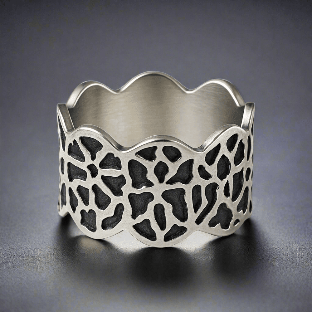 THE MEN THING Rings SHADOW CROWN RING - Pure Stainless Steel Men’s Steel-Plated Ring – Statement Luxury Jewelry (Size : 17-22-29)
