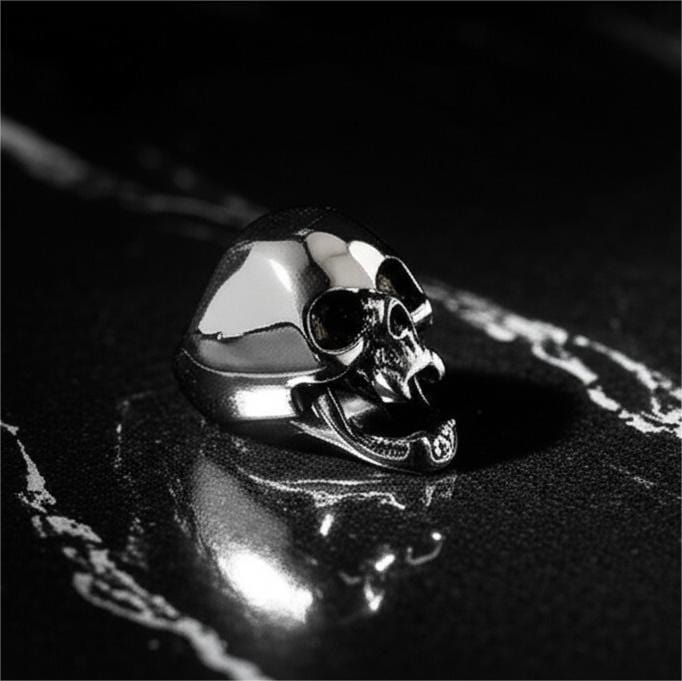THE MEN THING Rings SPIRE SKULL RING - Pure Stainless Steel Men’s Steel-Plated Ring – Statement Luxury Jewelry (Size : 16-22-27)