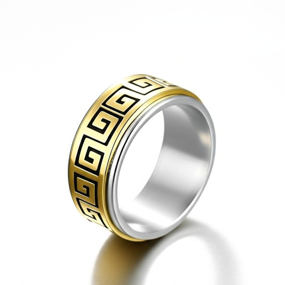 THE MEN THING Rings STRAVO GOLD RING - Pure Stainless Steel Men’s Gold-Steel-Plated Ring – Statement Luxury Jewelry (Size : 23)
