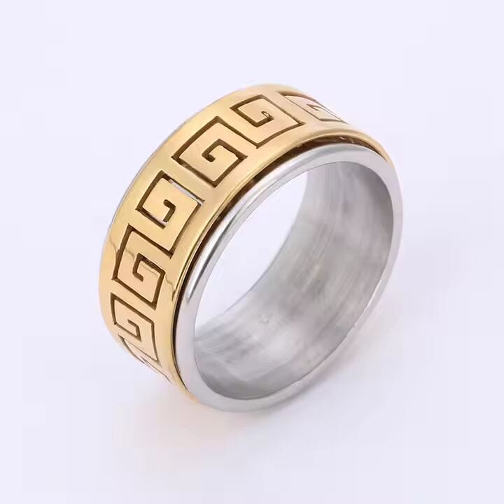 THE MEN THING Rings STRAVO GOLD RING - Pure Stainless Steel Men’s Gold-Steel-Plated Ring – Statement Luxury Jewelry (Size : 23)