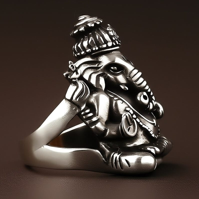THE MEN THING Rings THE GAJANANA RING - Pure Stainless Steel Men’s Steel-Plated Ring – Statement Luxury Jewelry (Size : 18-24)