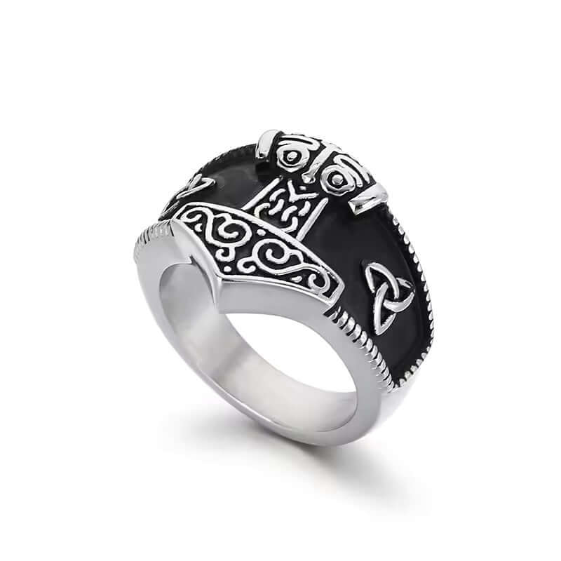 THE MEN THING Rings Thor's Hammer Titanium Steel Ring for Men and Boys (Size-21)