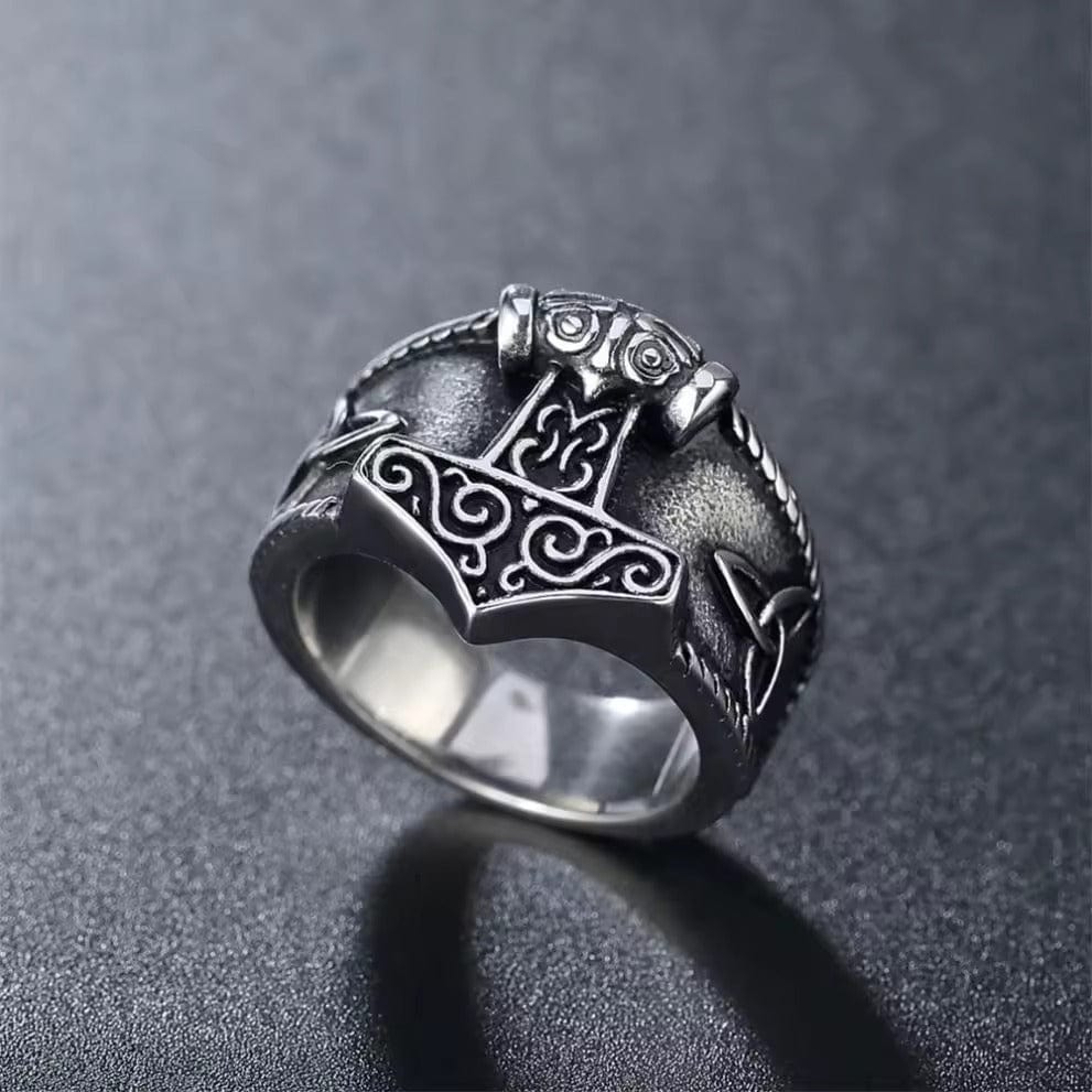 THE MEN THING Rings Thor's Hammer Titanium Steel Ring for Men and Boys (Size-21)