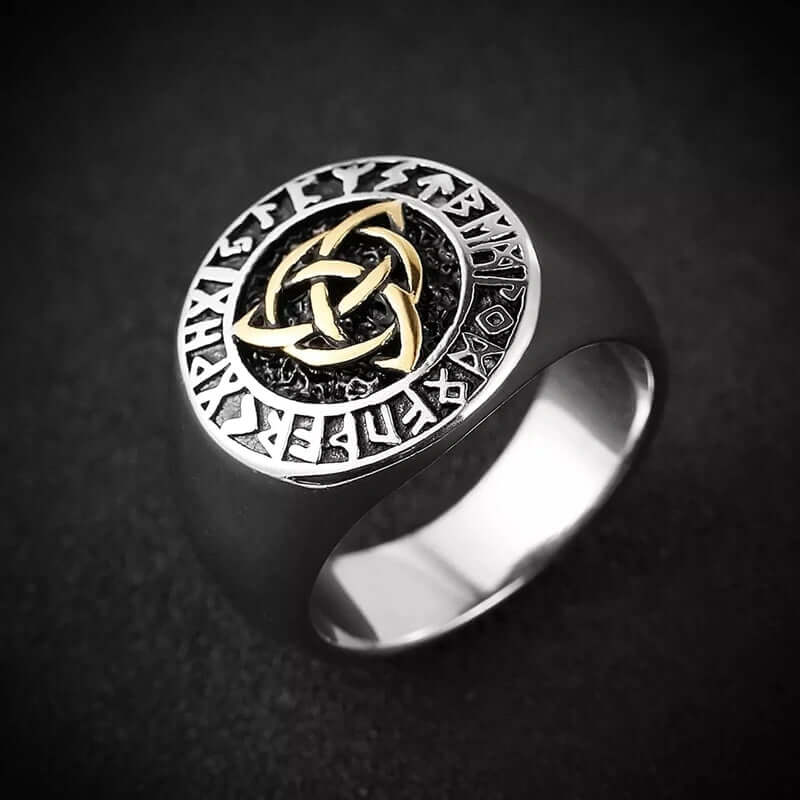 THE MEN THING Rings TRINITY KNOT VIKING - Titanium Steel Ring for Men & Boys (17 inch)