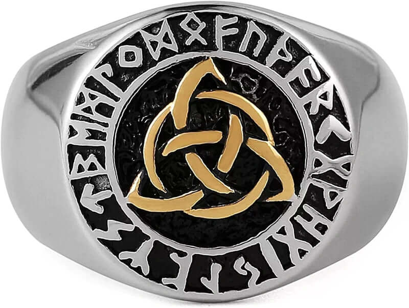 THE MEN THING Rings TRINITY KNOT VIKING - Titanium Steel Ring for Men & Boys (17 inch)