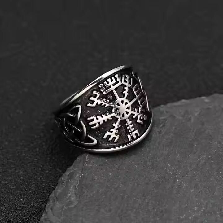 THE MEN THING Rings VEGVISIR VARG - Pure Stainless Steel Men’s Steel-Plated Ring – Statement Luxury Jewelry (Size : 16-21-26)