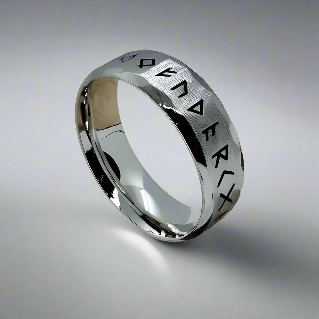 THE MEN THING Rings VIKING AMULET NORSE - Silver Toned Ring - Pure Titanium Steel Ring for Men (Size - 17-21- 24)