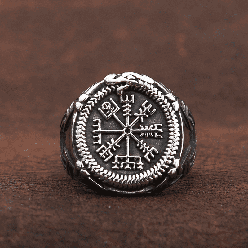 THE MEN THING Rings VIKING VEGVISIR SILVER - Titanium Steel Ring for Men & Boys (Size : 22)