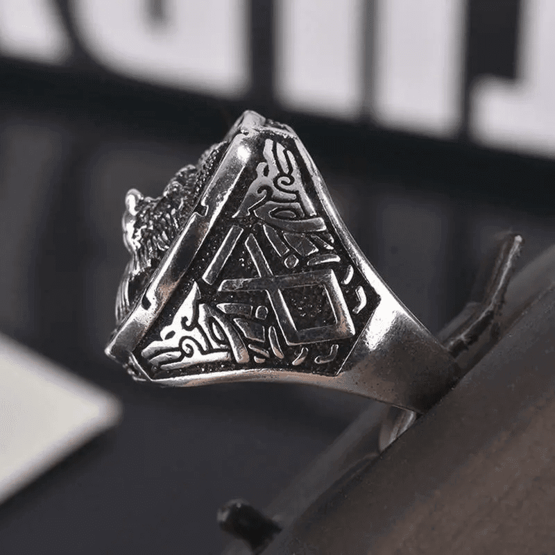 THE MEN THING Rings VIKING WARRIOR WOLF SILVER - COPPER Ring for Men & Boys (Size : 21)