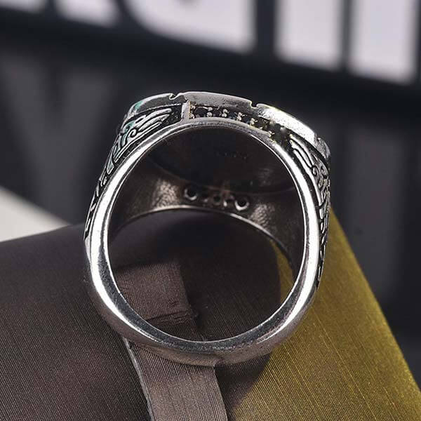 THE MEN THING Rings VIKING WARRIOR WOLF SILVER - COPPER Ring for Men & Boys (Size : 21)