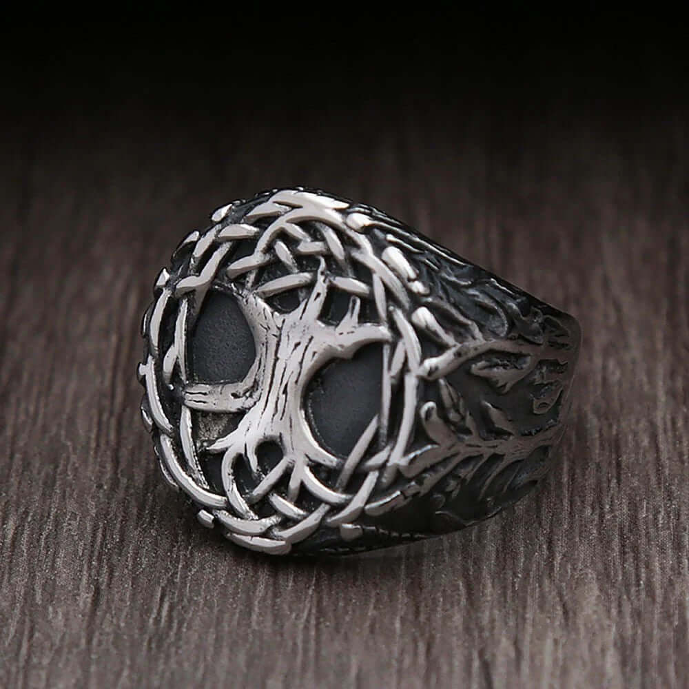 THE MEN THING Rings VIKING YGGDRASIL SILVER - Titanium Steel Ring for Men & Boys (Size : 22)