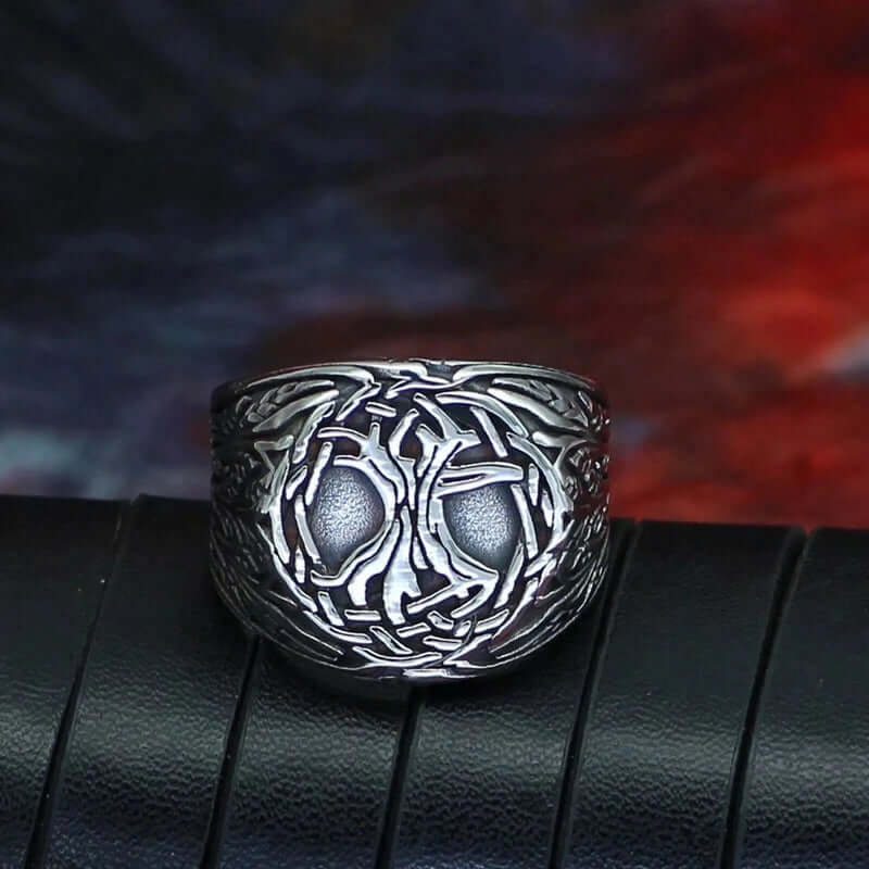 THE MEN THING Rings VIKING YGGDRASIL SILVER - Titanium Steel Ring for Men & Boys (Size : 22)