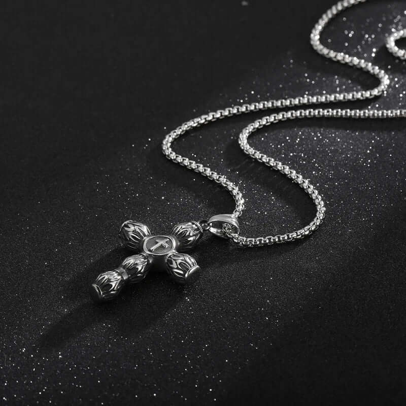 THE MEN THING SS Pendant/ Necklace ALLMIGHTY CROSS (T) - Pure Titanium Steel Pendant with Stainless Steel 24inch Round Box Chain, European trending Style for Men & Boy