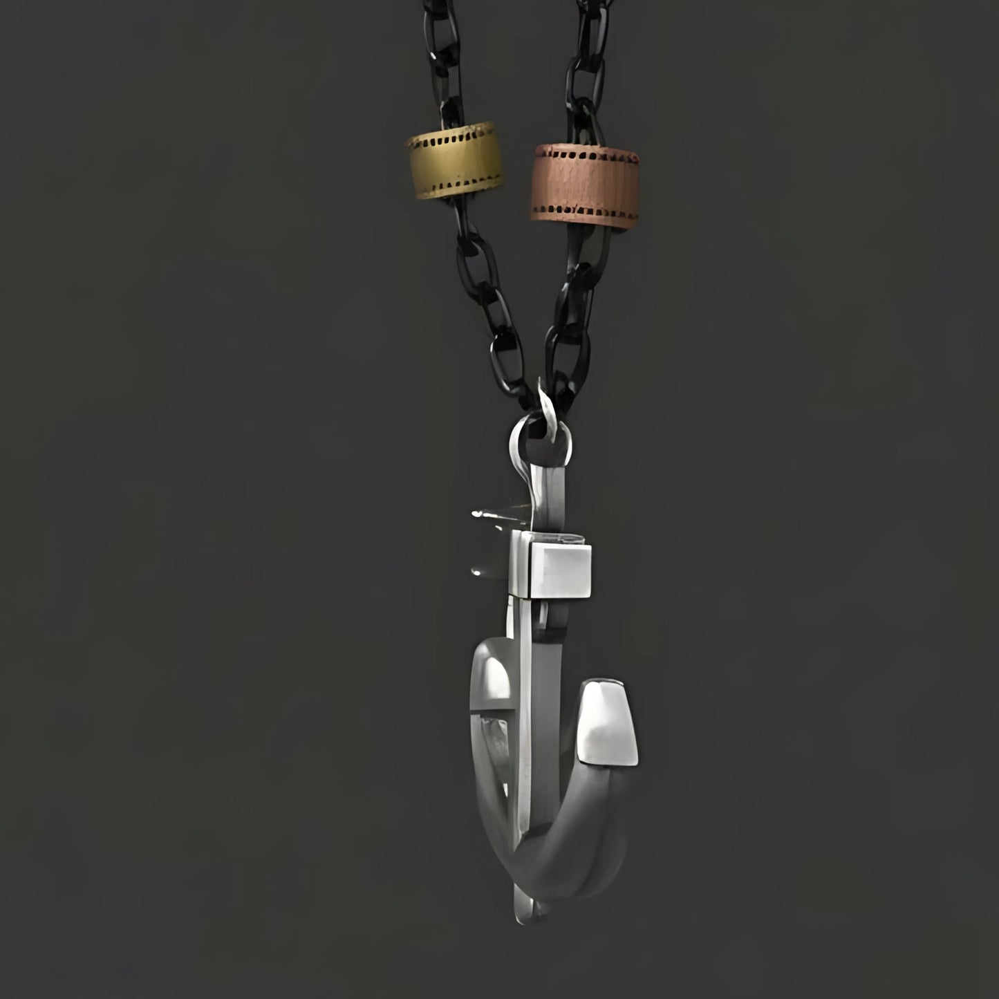 THE MEN THING SS Pendant/ Necklace AQUA ANCHOR - Pure Titanium Steel Pendant with 27inch Chain for Men & Boys