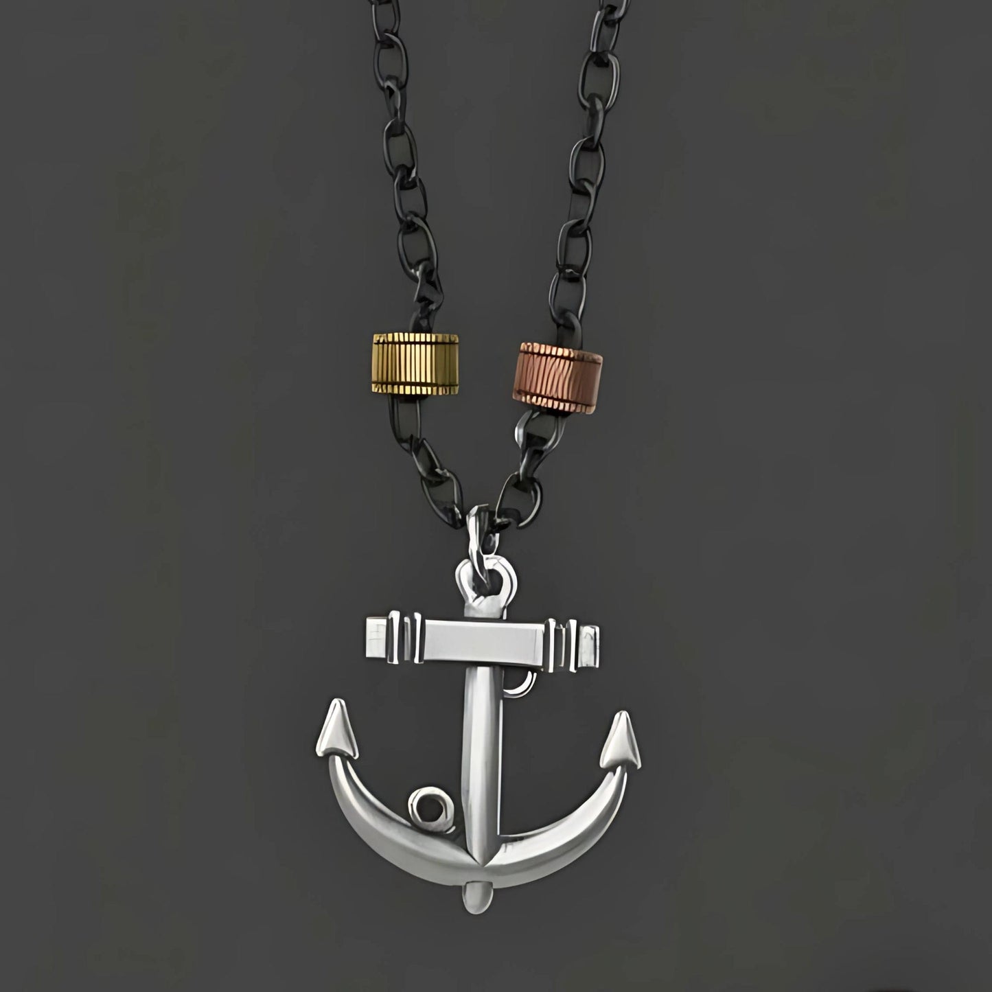 THE MEN THING SS Pendant/ Necklace AQUA ANCHOR - Pure Titanium Steel Pendant with 27inch Chain for Men & Boys