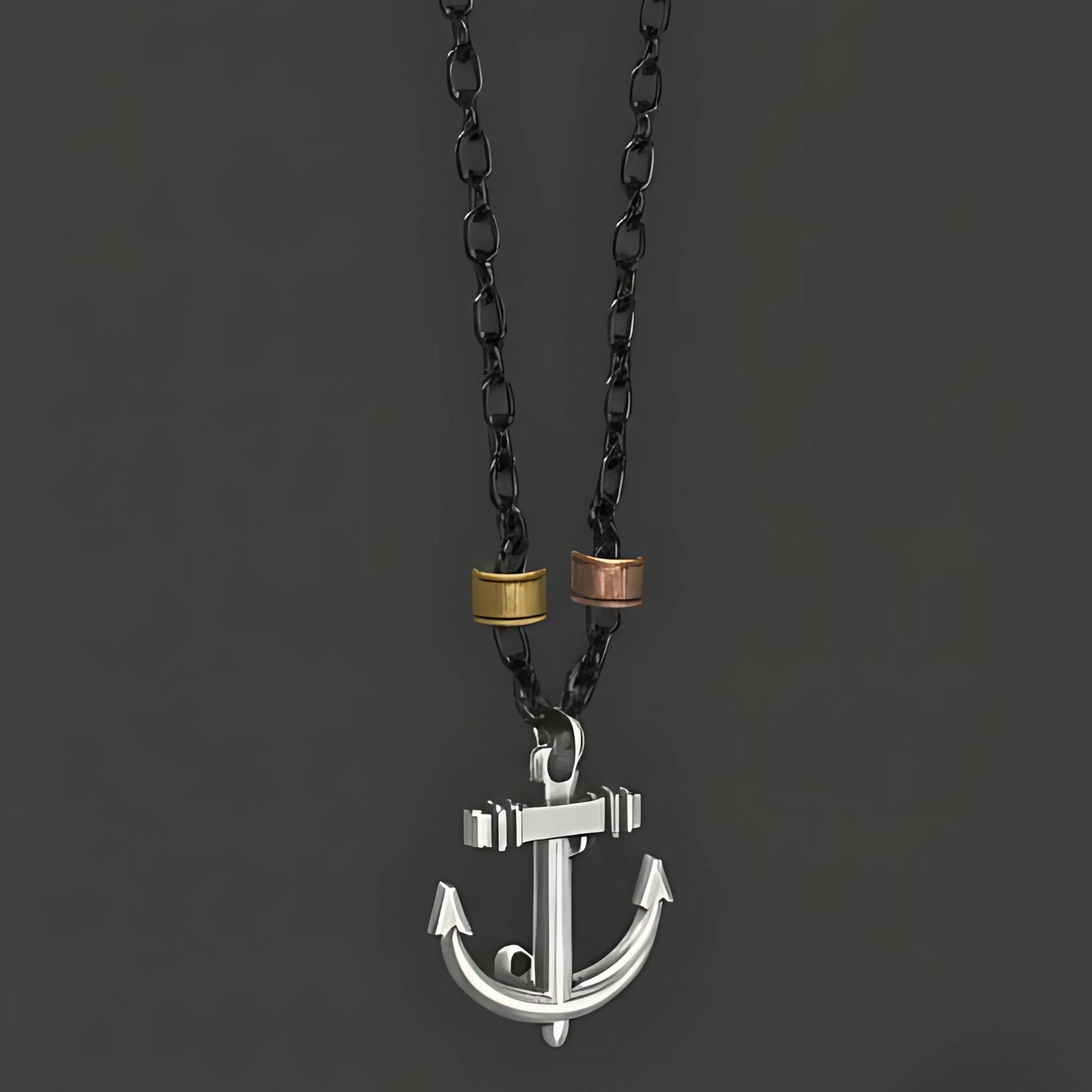 THE MEN THING SS Pendant/ Necklace AQUA ANCHOR - Pure Titanium Steel Pendant with 27inch Chain for Men & Boys