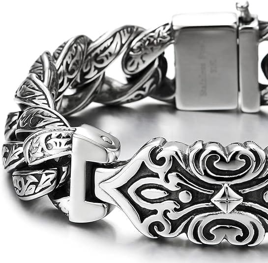 THE MEN THING SS Pendant/ Necklace BARBARIAN - 18mm Pure Titanium Steel Bracelet, Bracelet with hook buckle for Men & Boy (9 inch)