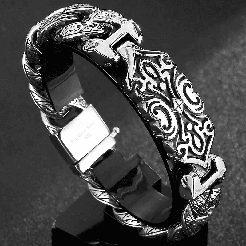 THE MEN THING SS Pendant/ Necklace BARBARIAN - 18mm Pure Titanium Steel Bracelet, Bracelet with hook buckle for Men & Boy (9 inch)