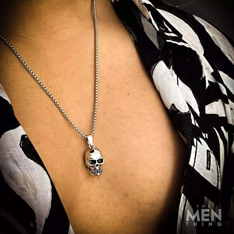 THE MEN THING SS Pendant/ Necklace BIG SKULL 2 - Alloy Pendant with Pure Stainless Steel 24inch Round Box Chain, American trending Style for Men & Boy