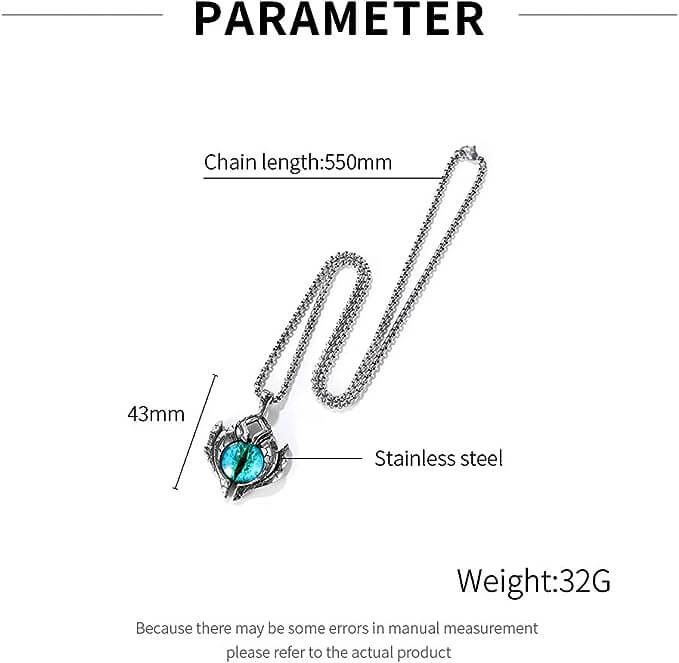 THE MEN THING SS Pendant/ Necklace BLUE EYE PROTECT (A) - Alloy Pendant with Pure Stainless Steel Round Box Chain, European trending Style for Men & Boy (24 inch)