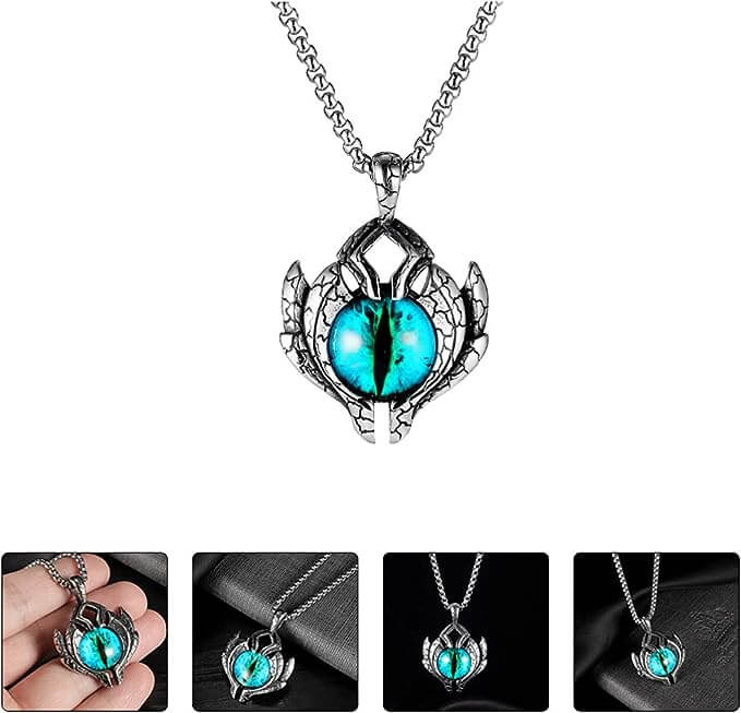 THE MEN THING SS Pendant/ Necklace BLUE EYE PROTECT (A) - Alloy Pendant with Pure Stainless Steel Round Box Chain, European trending Style for Men & Boy (24 inch)
