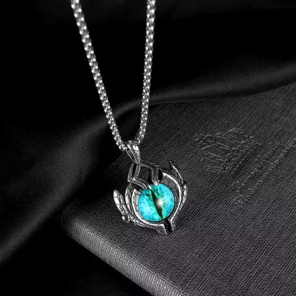 THE MEN THING SS Pendant/ Necklace BLUE EYE PROTECT (A) - Alloy Pendant with Pure Stainless Steel Round Box Chain, European trending Style for Men & Boy (24 inch)