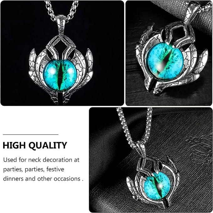 THE MEN THING SS Pendant/ Necklace BLUE EYE PROTECT (A) - Alloy Pendant with Pure Stainless Steel Round Box Chain, European trending Style for Men & Boy (24 inch)