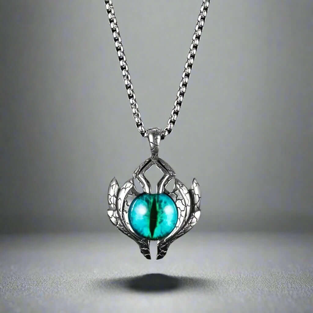 THE MEN THING SS Pendant/ Necklace BLUE EYE PROTECT (A) - Alloy Pendant with Pure Stainless Steel Round Box Chain, European trending Style for Men & Boy (24 inch)
