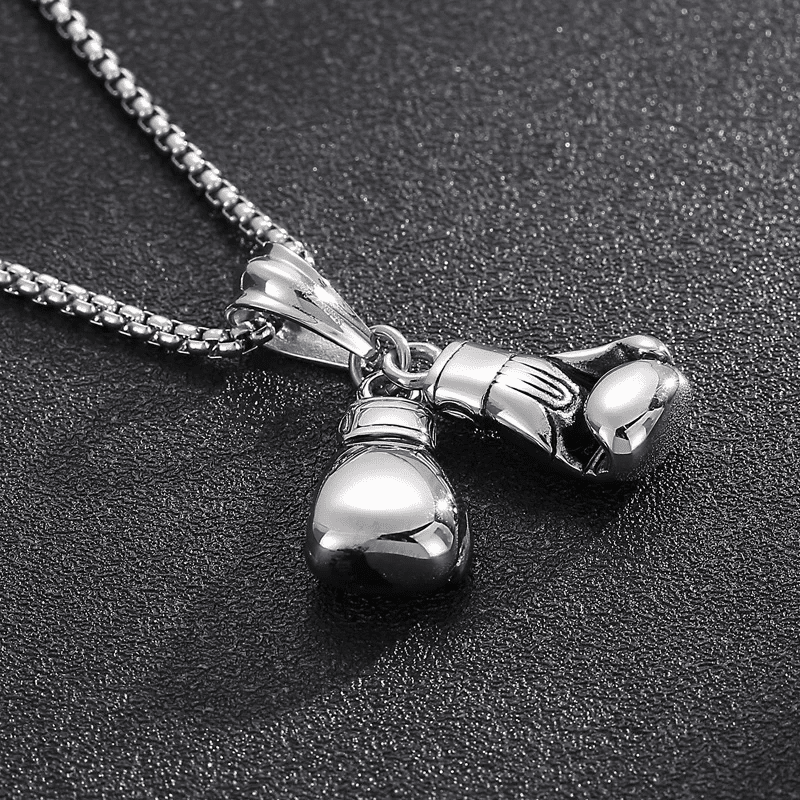 THE MEN THING SS Pendant/ Necklace BOXING GLOVES - Pure Titanium Steel Pendant with Stainless Steel 24inch Round Box Chain, European trending Style for Men & Boy