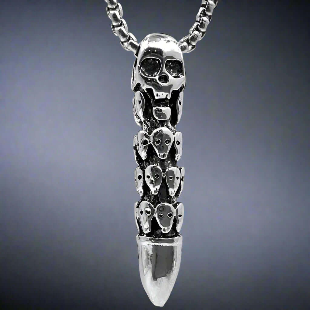 THE MEN THING SS Pendant/ Necklace BULLET OF DOOM - Alloy Pendant with Stainless Steel 24inch Round Box Chain, European trending Style for Men & Boy