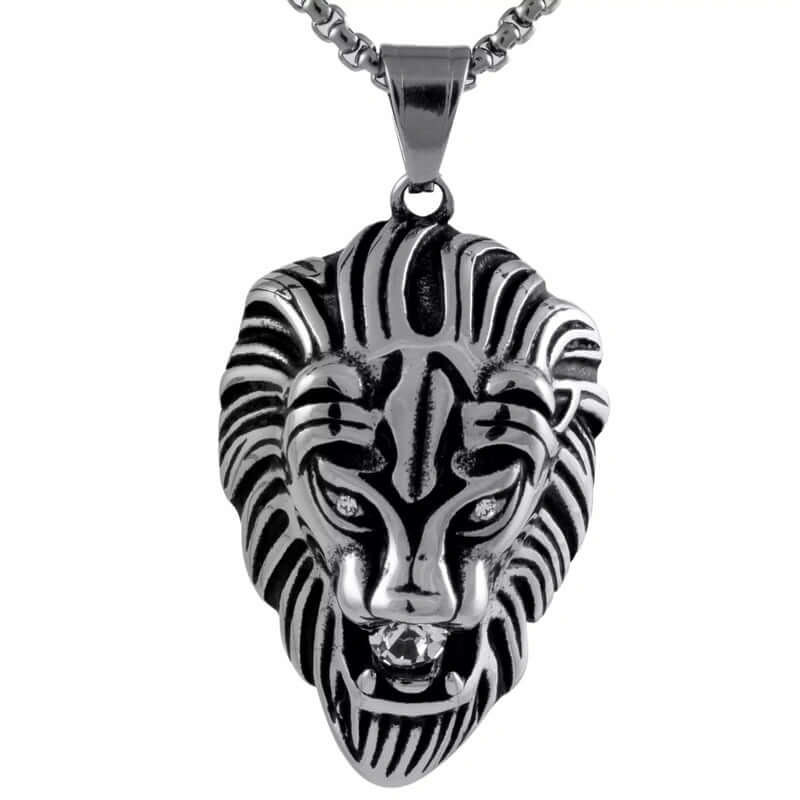 THE MEN THING SS Pendant/ Necklace CALM LION- Pure Titanium Steel Pendant with 24inch Round Box Chain for Men & Boys