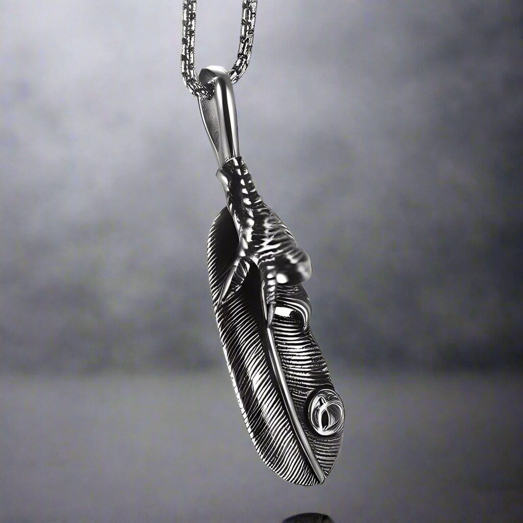 THE MEN THING SS Pendant/ Necklace CLAW LEAF - Alloy Pendant with Pure Stainless Steel 24inch Round Box Chain for Men, European trending Style