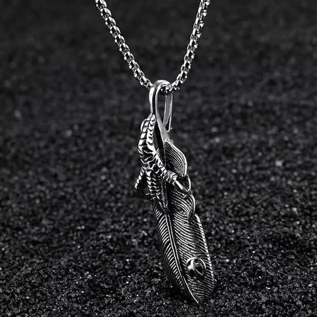 THE MEN THING SS Pendant/ Necklace CLAW LEAF - Alloy Pendant with Pure Stainless Steel 24inch Round Box Chain for Men, European trending Style