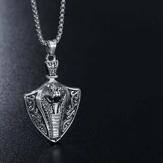 The Men Thing SS Pendant/ Necklace COBRA THE KING - Alloy Pendant with Stainless Steel 24inch Round Box Chain, European trending Style for Men & Boy