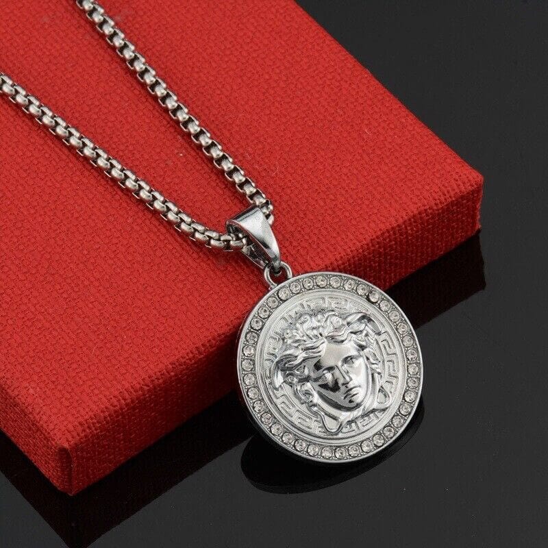 THE MEN THING SS Pendant/ Necklace CURL QUEEN - Alloy Pendant with Pure Stainless Steel 24inch Round Box Chain, American trending Style for Men & Boy