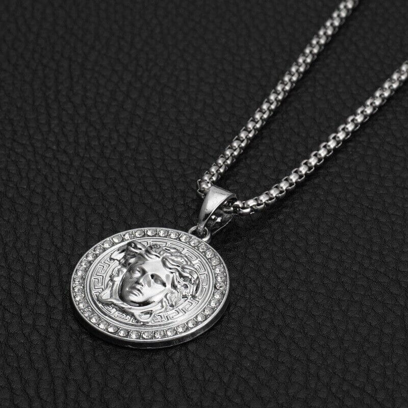THE MEN THING SS Pendant/ Necklace CURL QUEEN - Alloy Pendant with Pure Stainless Steel 24inch Round Box Chain, American trending Style for Men & Boy