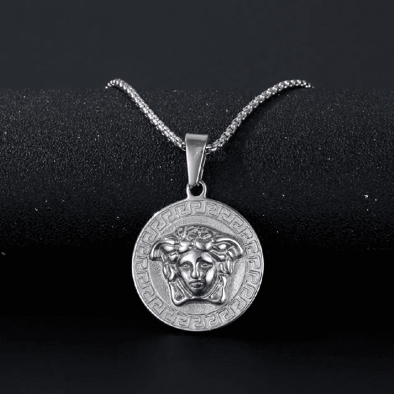 THE MEN THING SS Pendant/ Necklace CURL QUEEN - Alloy Pendant with Pure Stainless Steel 24inch Round Box Chain, American trending Style for Men & Boy