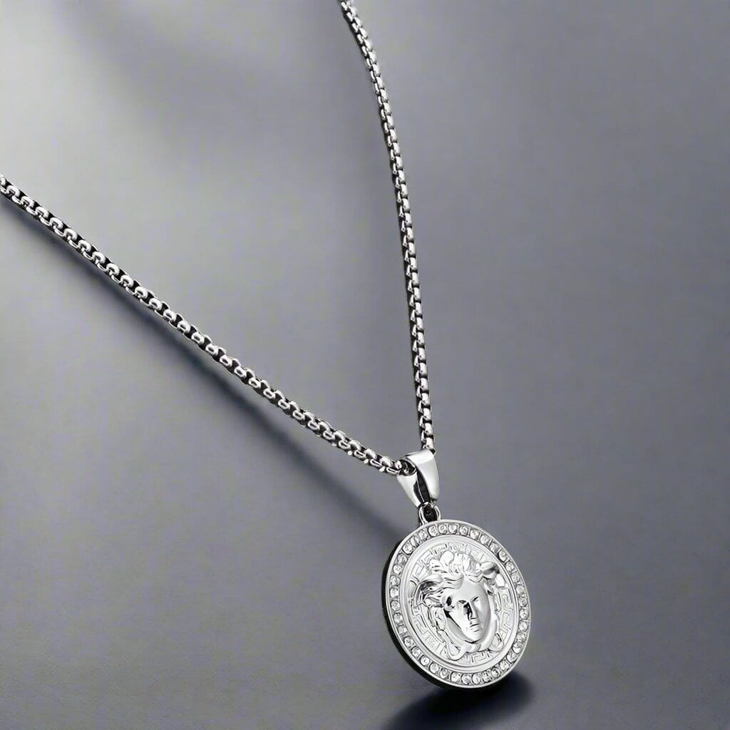 THE MEN THING SS Pendant/ Necklace CURL QUEEN - Alloy Pendant with Pure Stainless Steel 24inch Round Box Chain, American trending Style for Men & Boy