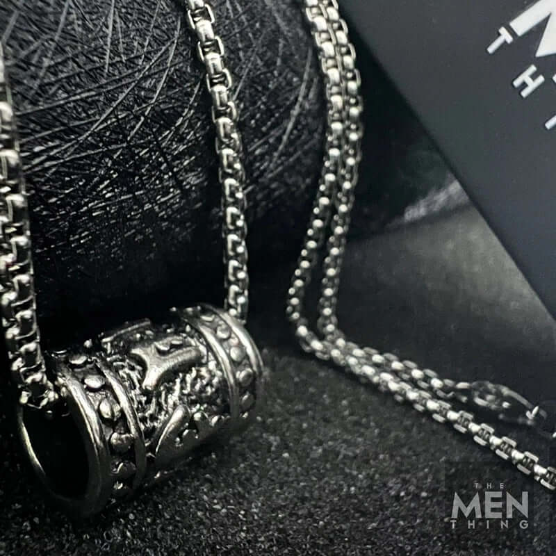 THE MEN THING SS Pendant/ Necklace CYL-MANTRA - Alloy Pendant with Pure Stainless Steel 24inch Round Box Chain, American trending Style for Men & Boy